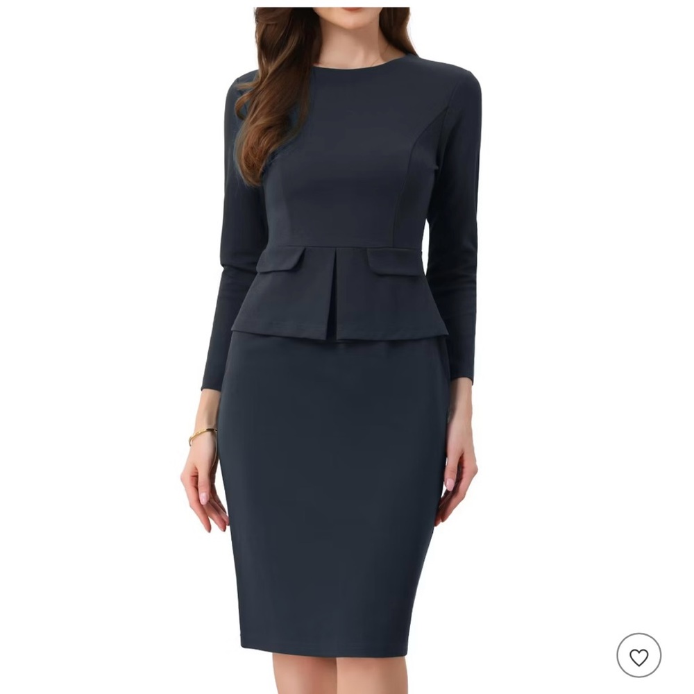 Chic Long Sleeve Navy Dress